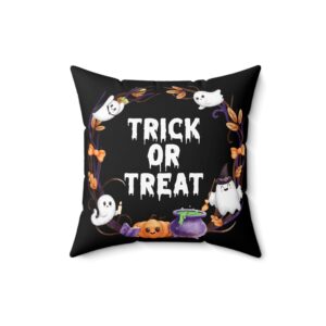 Trick or Treat Spooky Black Throw Pillo