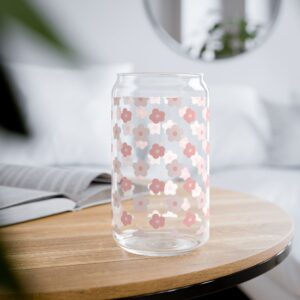 Pink Flowers Sipper Glass